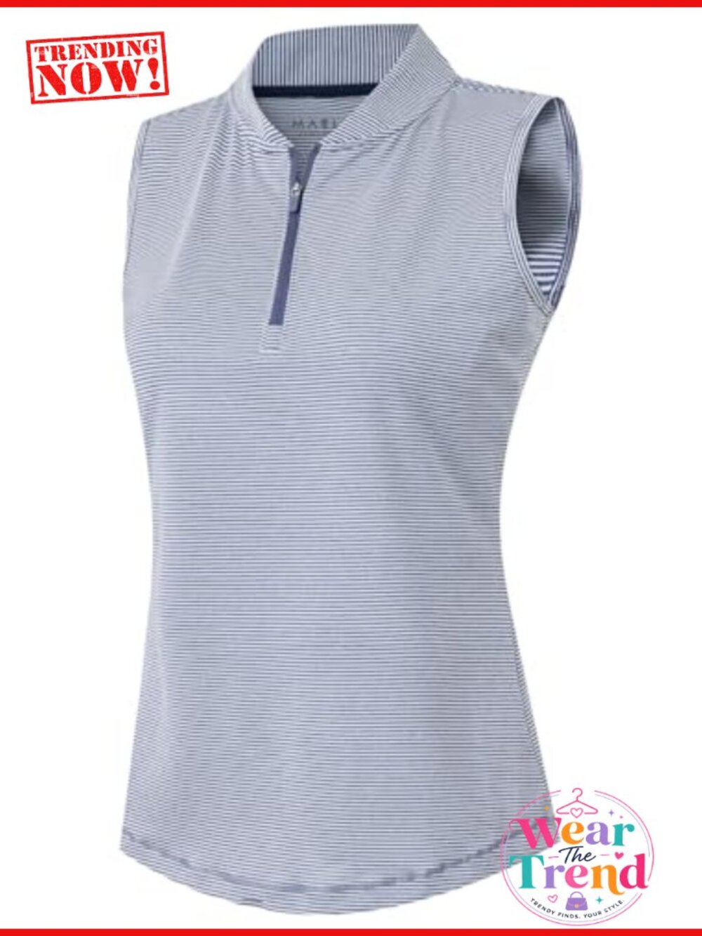 Women's Sleeveless Golf Polo 1/4 Zip Quick Dry 4-Way Stretch Collarless